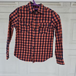 Size 6 True Religion Kids Orange and Blue Plaid Shirt